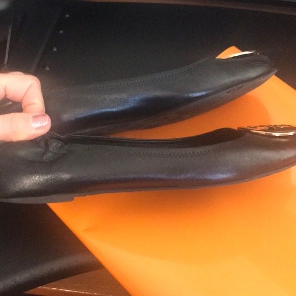 Tory Burch Reva Ballet Flats with Gold Logo - Picture 7 of 7
